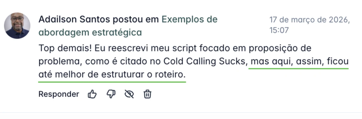 Adailson Santos comentando na plataforma