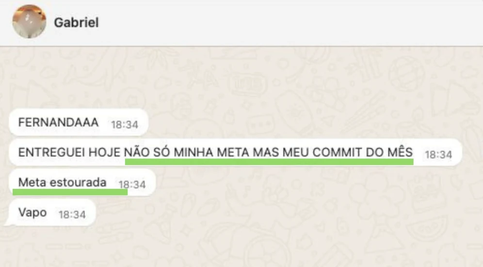 Gabriel no WhatsApp: meta estourada